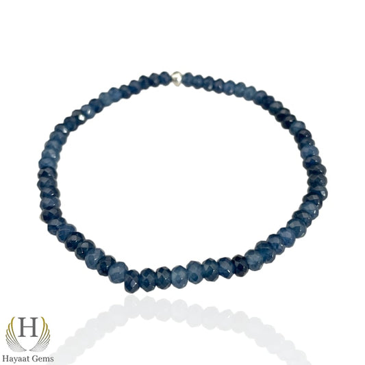 Blue Sapphire Bracelet: Faceted Gemstone Stretchy Healing Beads