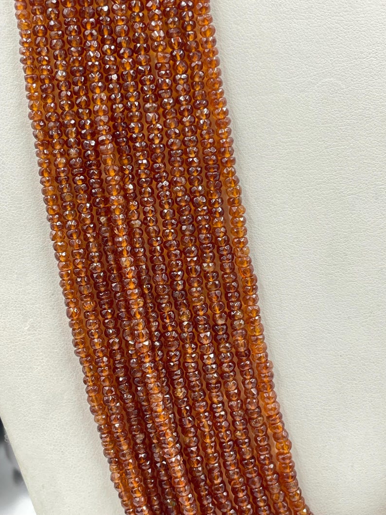 Natural Hessonite Faceted Gemstone Beads Necklace 12 Line Set