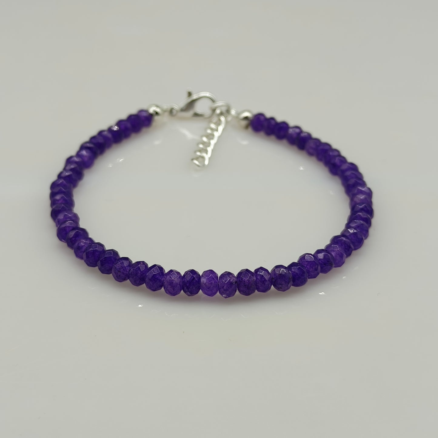 Purple Amethyst Color Jade Sapphire Loose Gemstone Beaded Bracelet