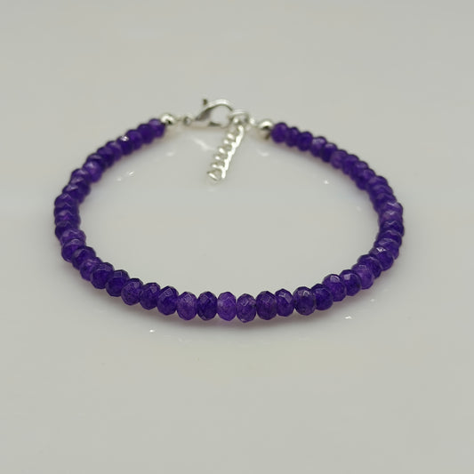 Purple Amethyst Color Jade Sapphire Loose Gemstone Beaded Bracelet