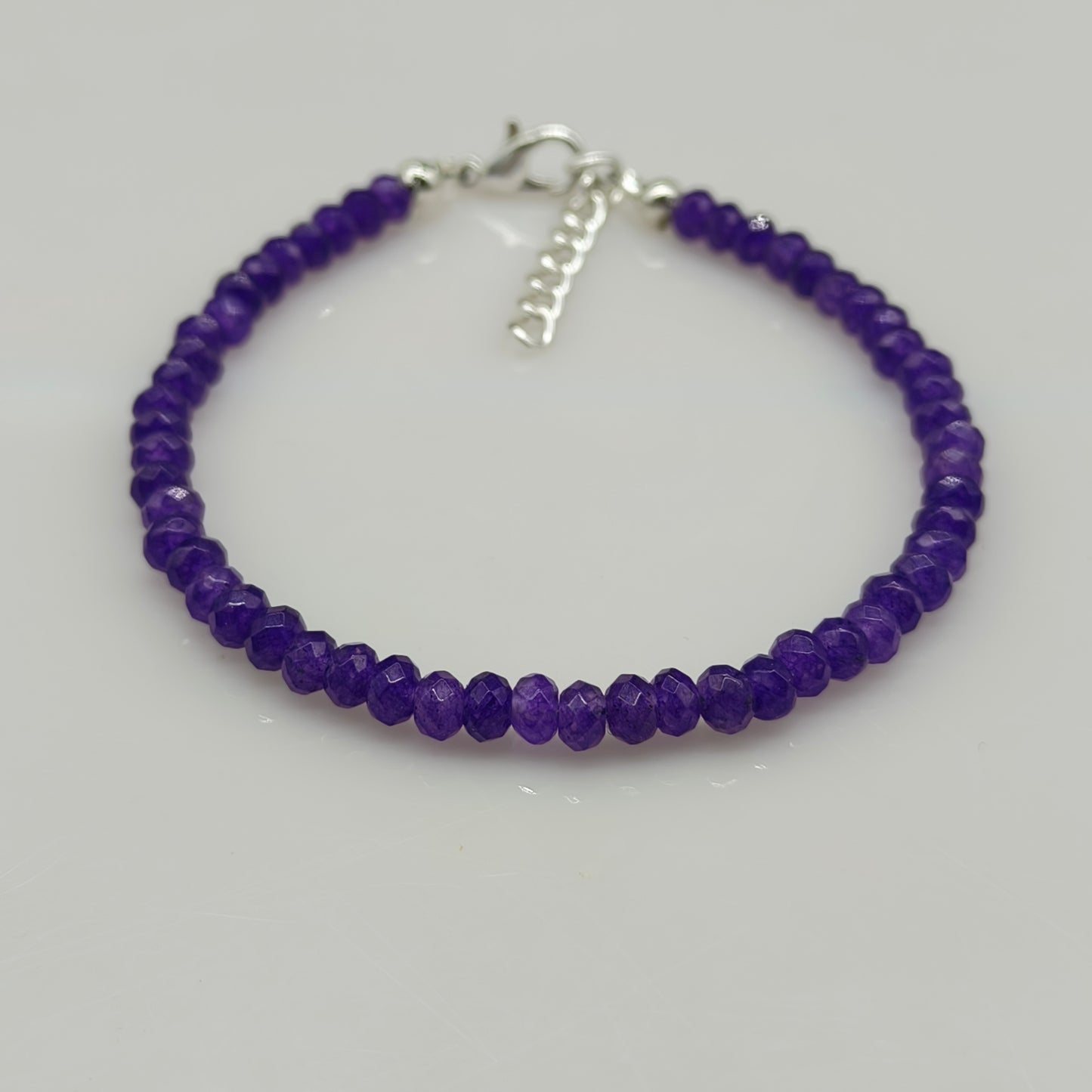Purple Amethyst Color Jade Sapphire Loose Gemstone Beaded Bracelet