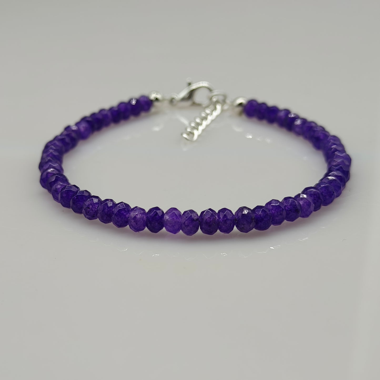 Purple Amethyst Color Jade Sapphire Loose Gemstone Beaded Bracelet