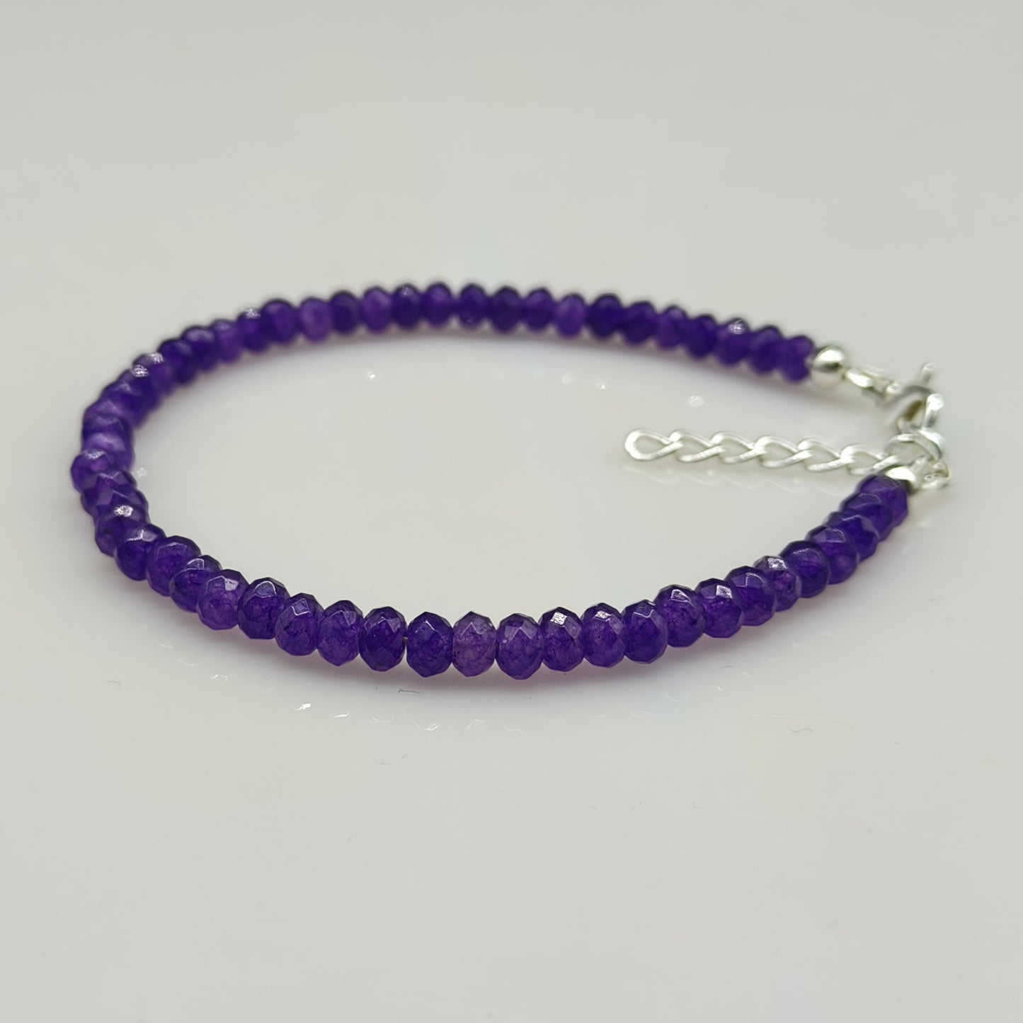 Purple Amethyst Color Jade Sapphire Loose Gemstone Beaded Bracelet