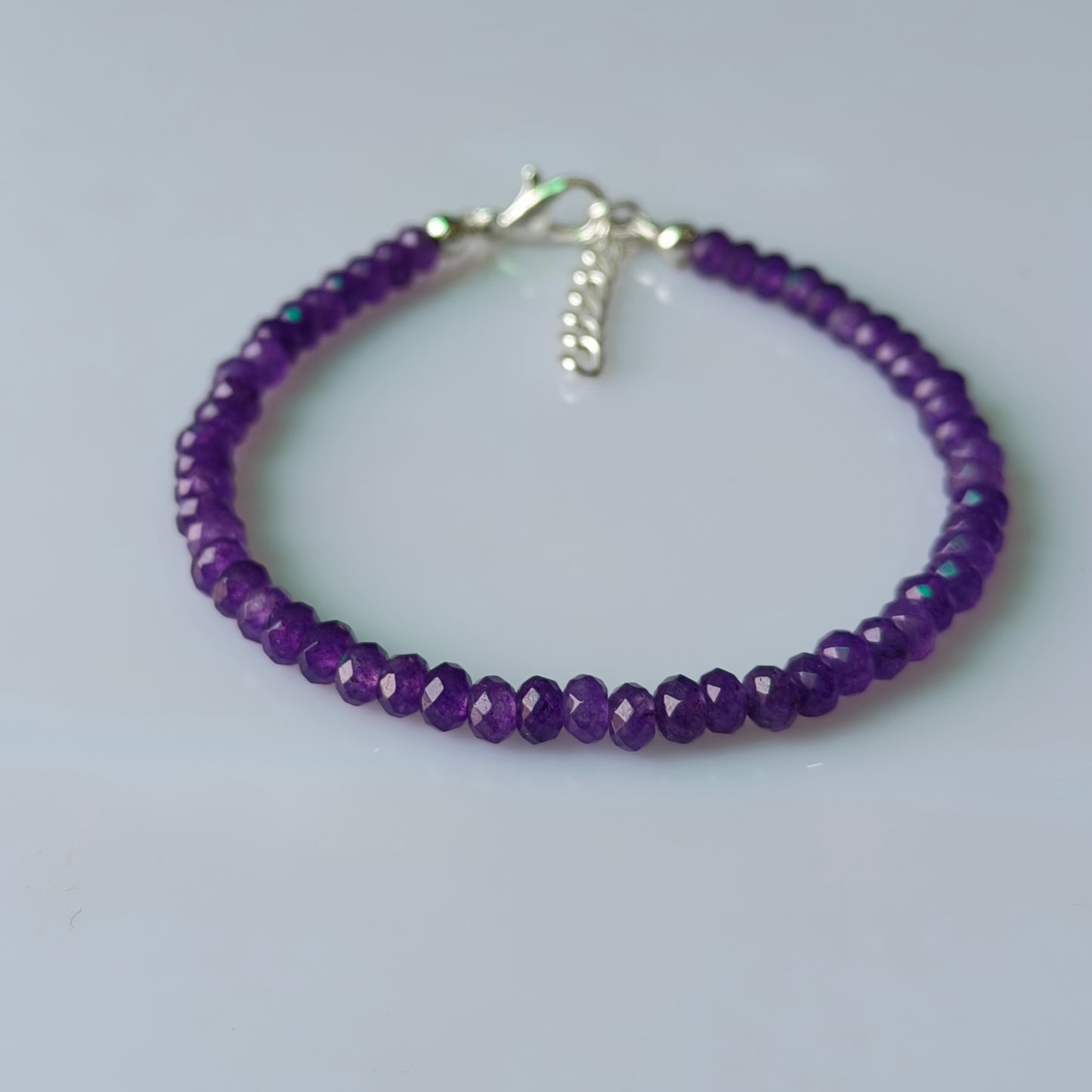 Purple Amethyst Color Jade Sapphire Loose Gemstone Beaded Bracelet