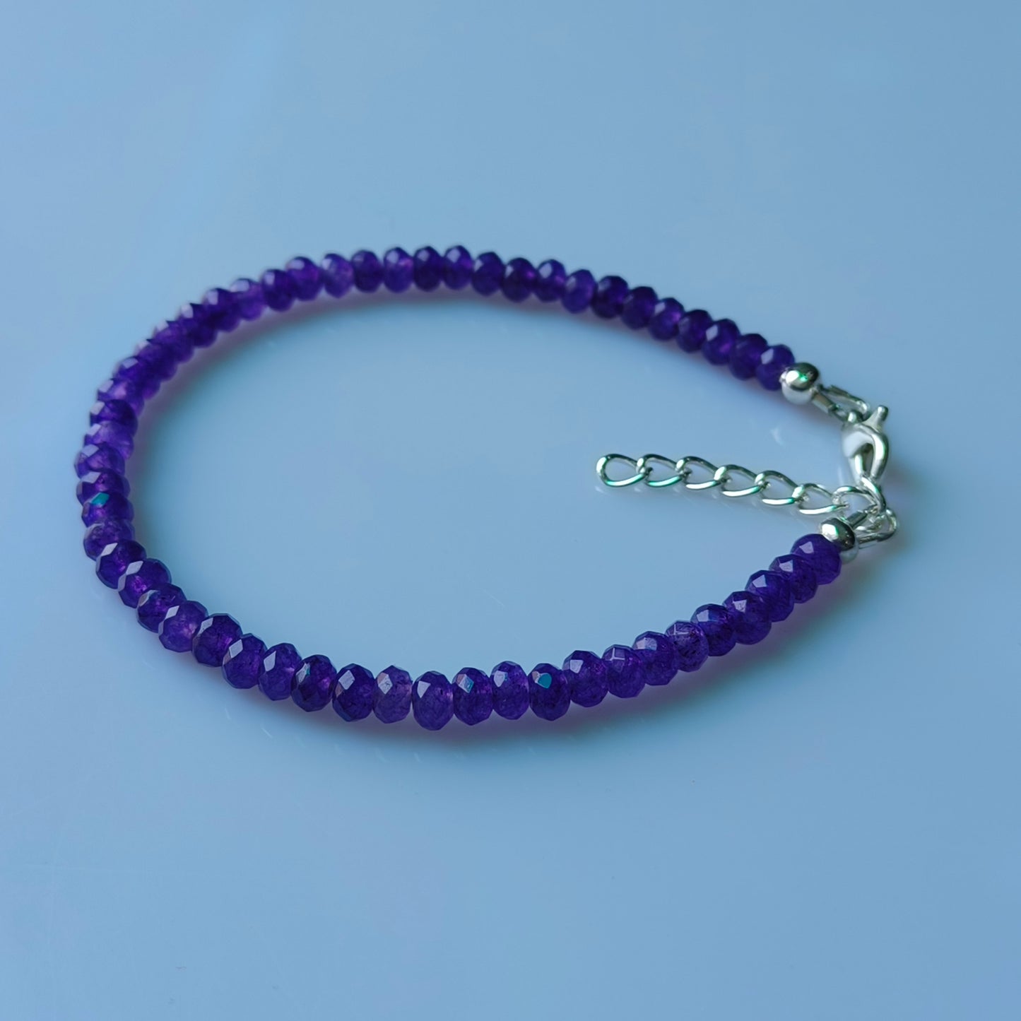 Purple Amethyst Color Jade Sapphire Loose Gemstone Beaded Bracelet