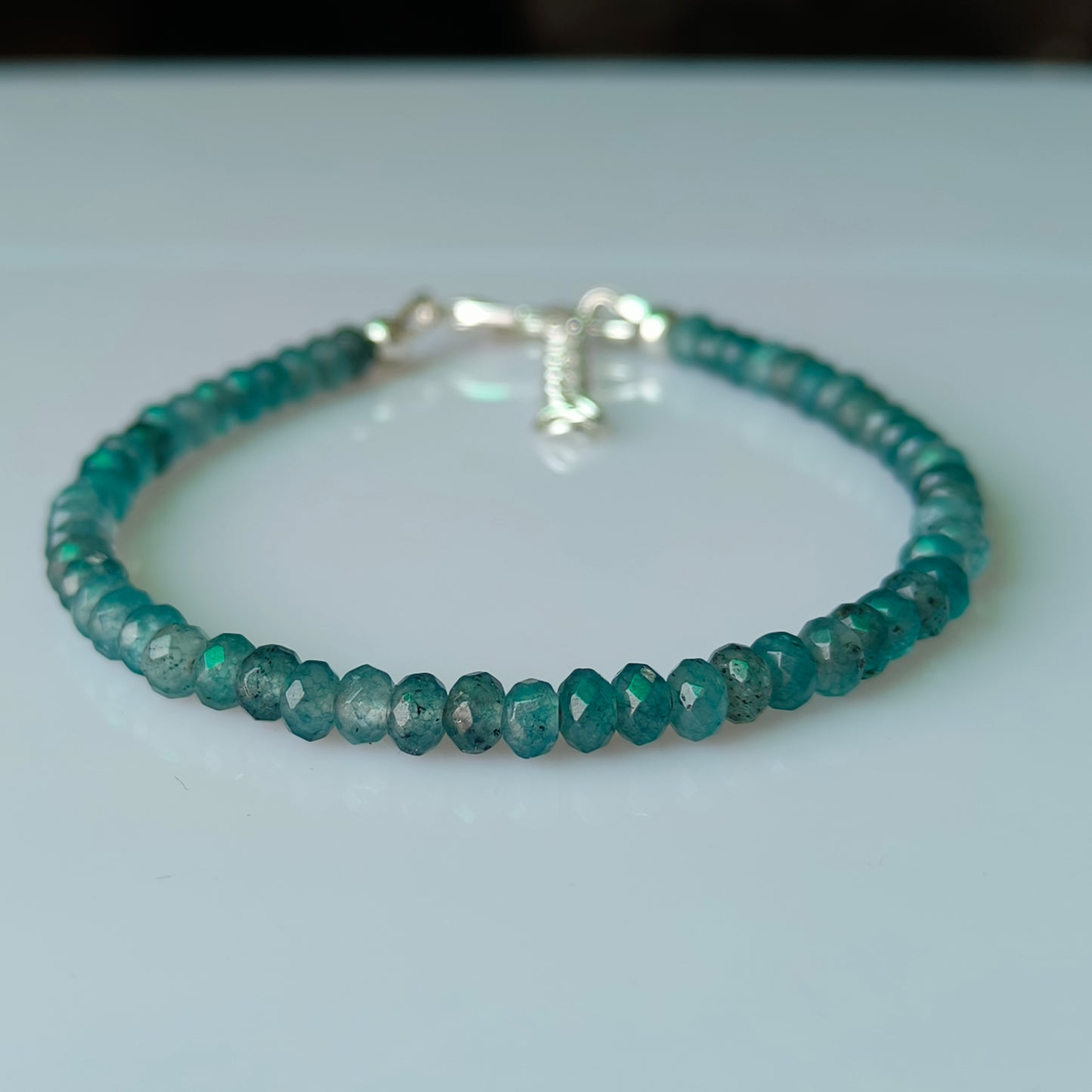 Montana Sapphire Gemstone Faceted Beads Bracelet