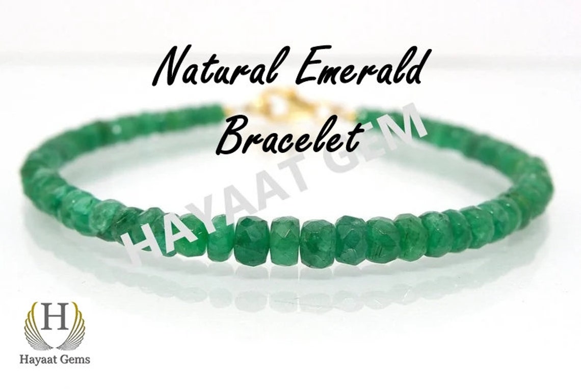 Zambian Emerald Bead Bracelet: Natural Gemstone, Handmade Jewelry