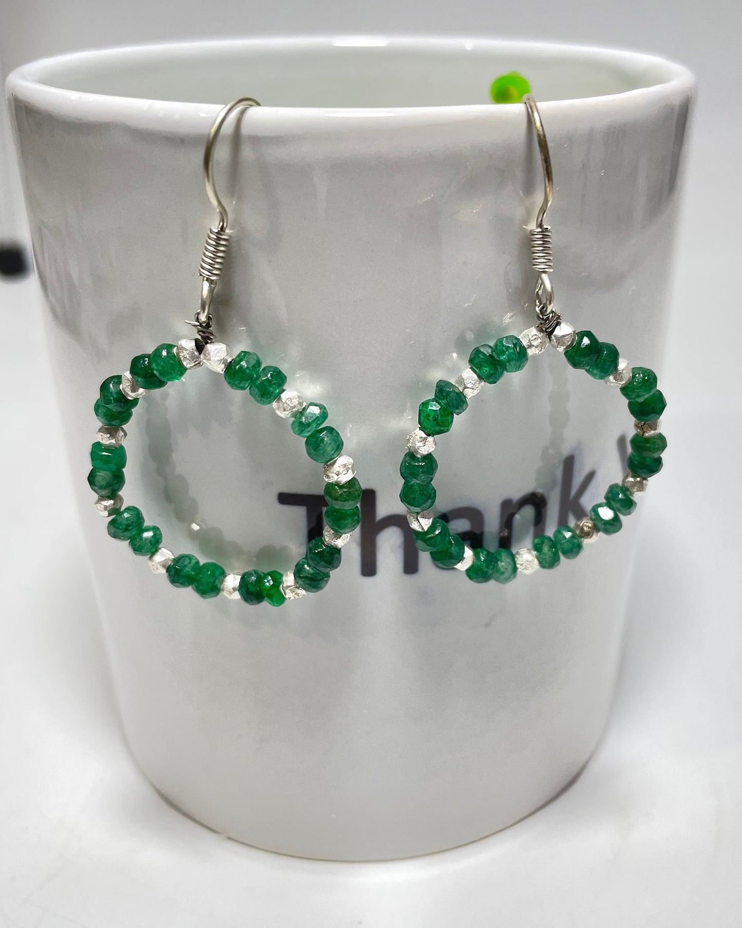 Faceted Emerald Bead Earrings: Art Deco Style, 25.30 Carat
