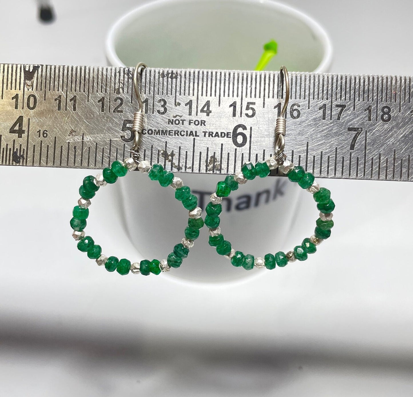Faceted Emerald Bead Earrings: Art Deco Style, 25.30 Carat