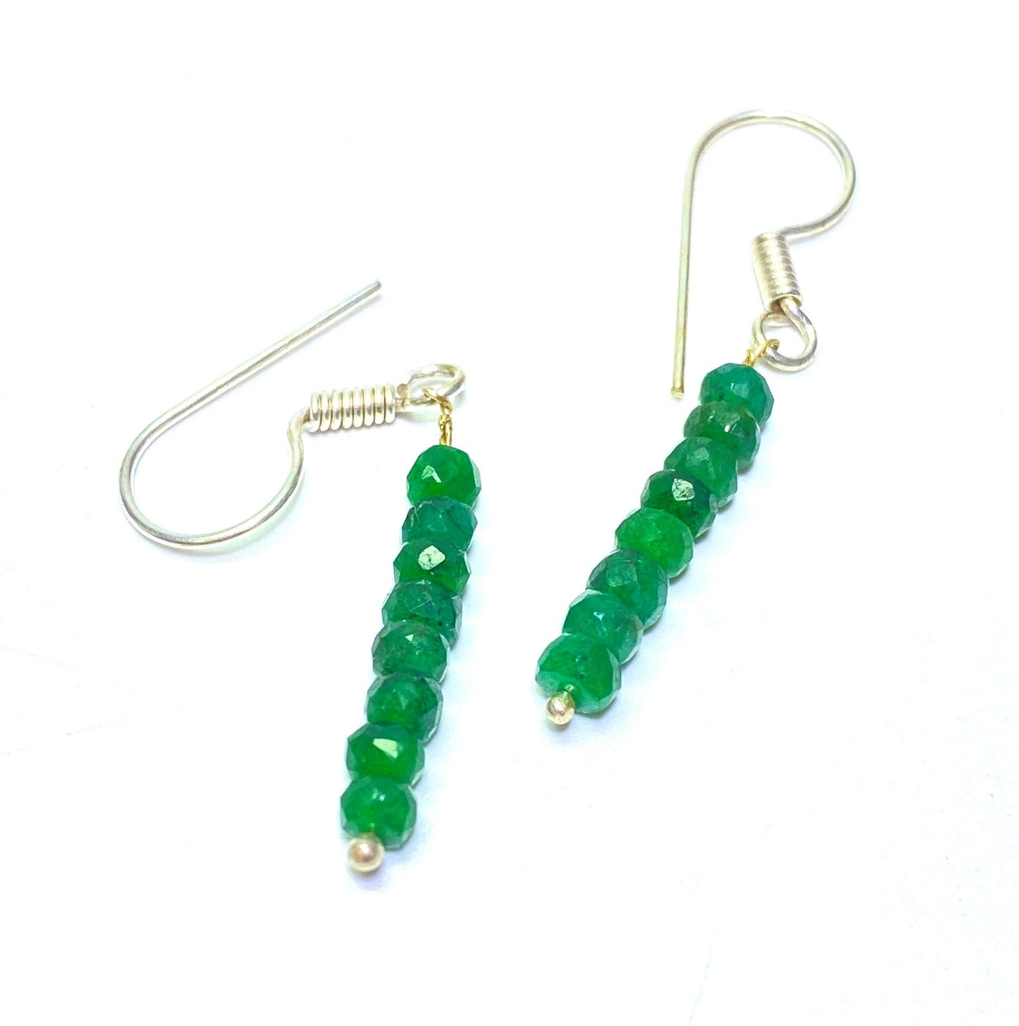 Faceted Emerald Hoop Earrings: Handmade Zambian Green Gemstone