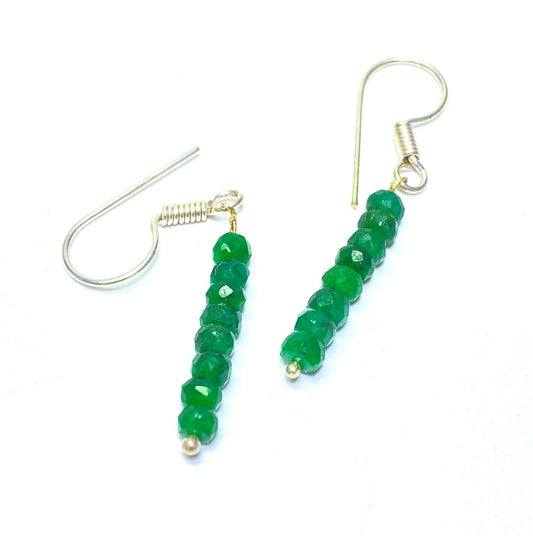 Faceted Emerald Hoop Earrings: Handmade Zambian Green Gemstone