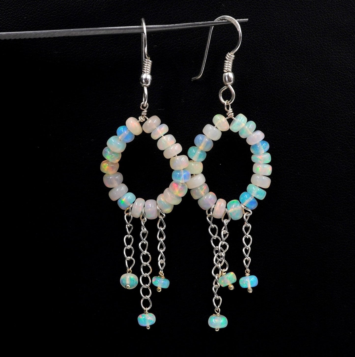 Natural Ethiopian Opal Beads Earrings Silver & Gold Earrings Gift For Her
