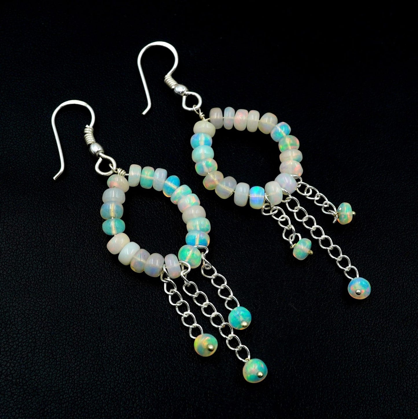 Natural Ethiopian Opal Beads Earrings Silver & Gold Earrings Gift For Her