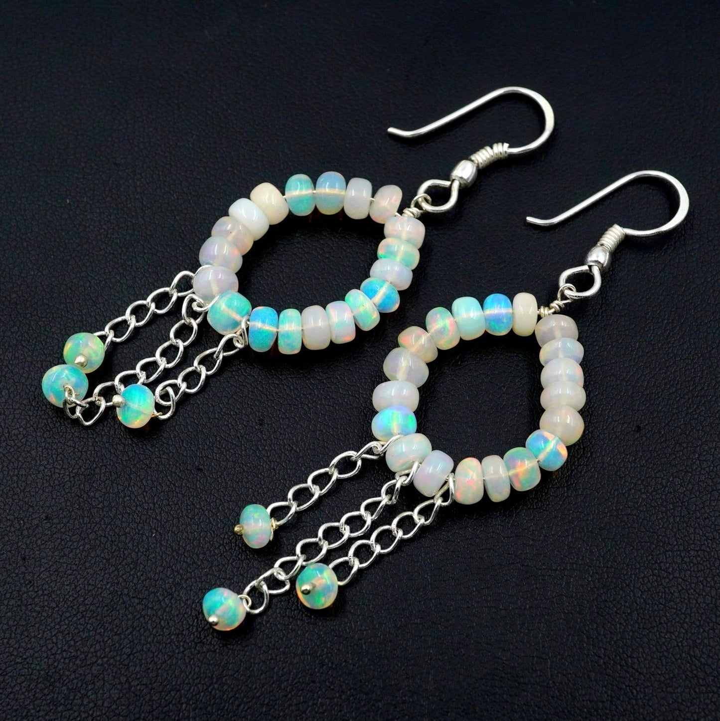 Natural Ethiopian Opal Beads Earrings Silver & Gold Earrings Gift For Her