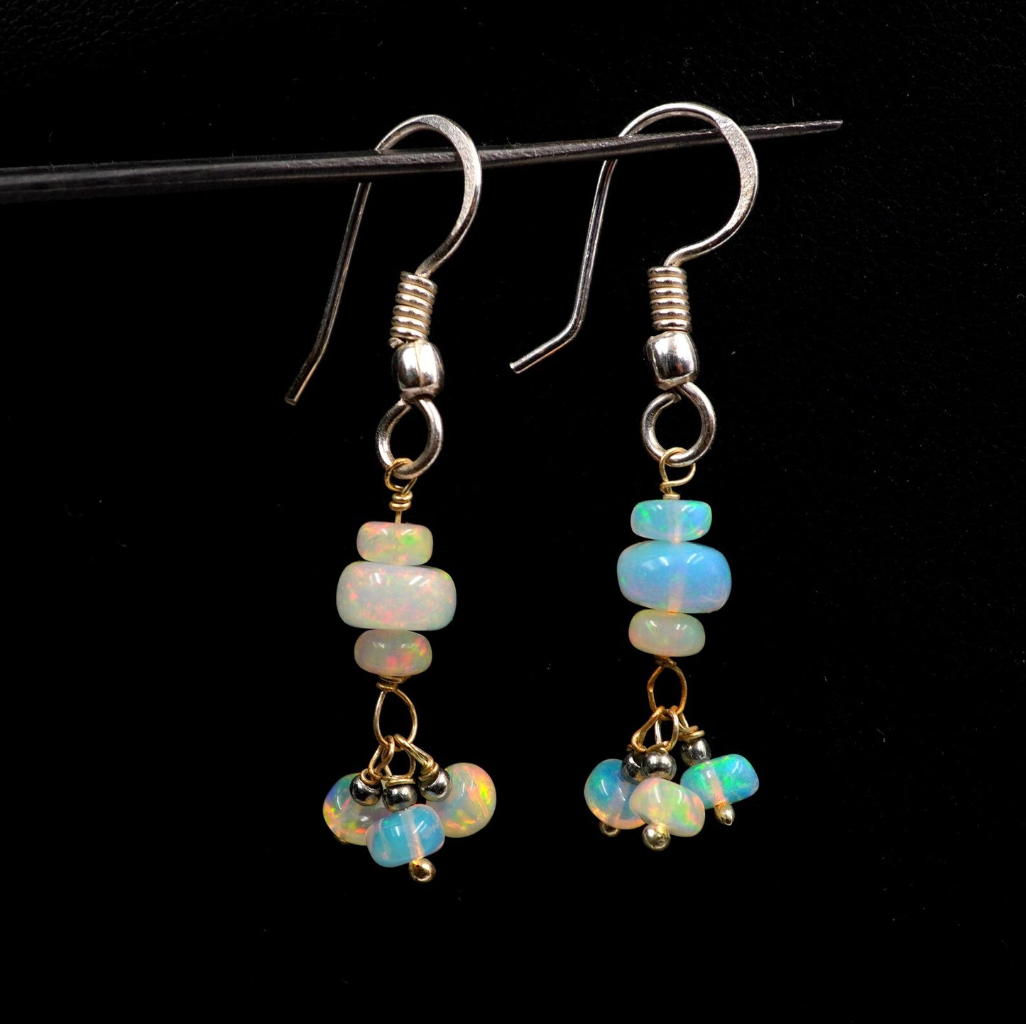 Natural Ethiopian Opal Beads Earrings 925 Silver Sterling Earrings Gift For Her