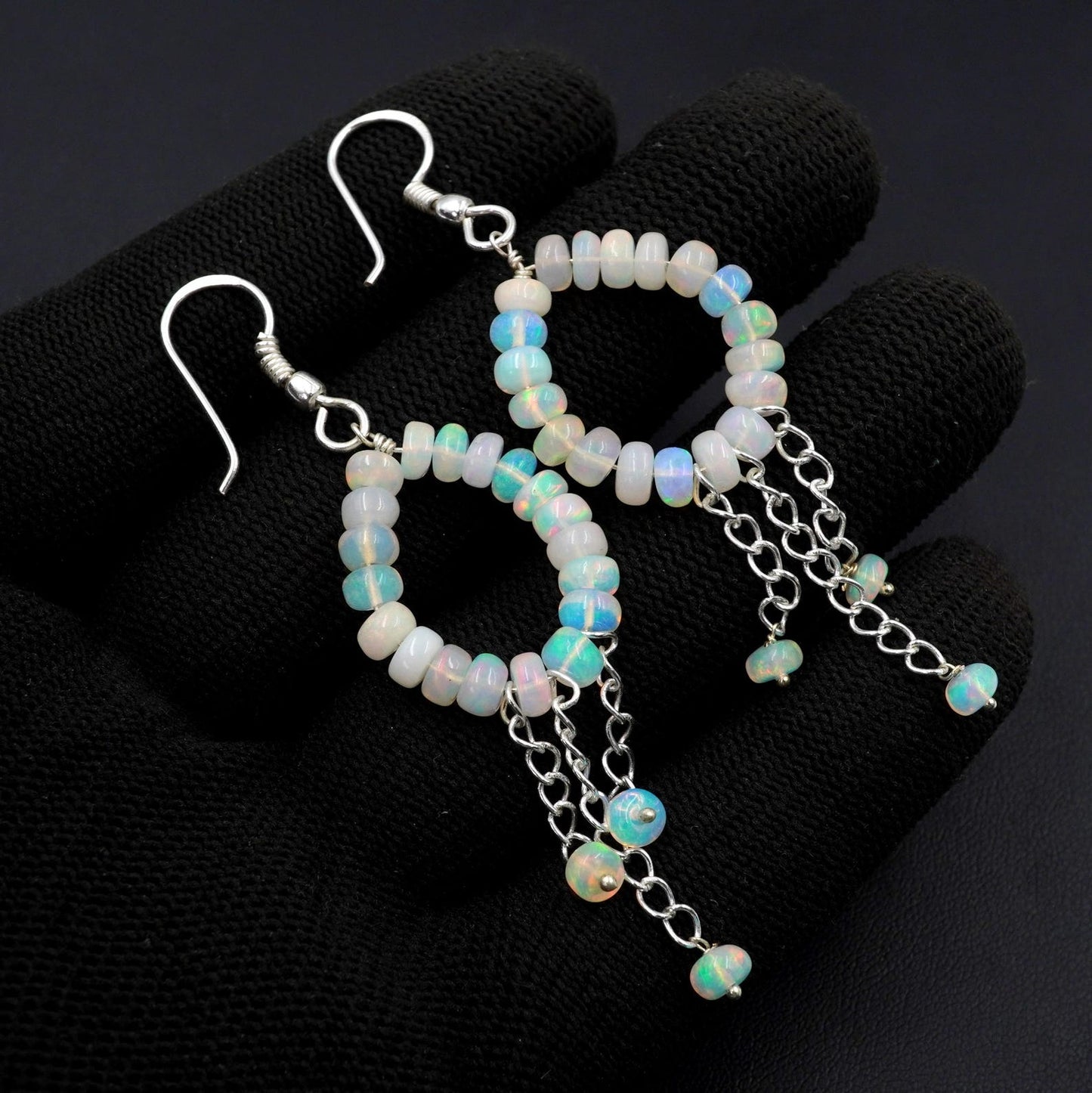 Natural Ethiopian Opal Beads Earrings Silver & Gold Earrings Gift For Her