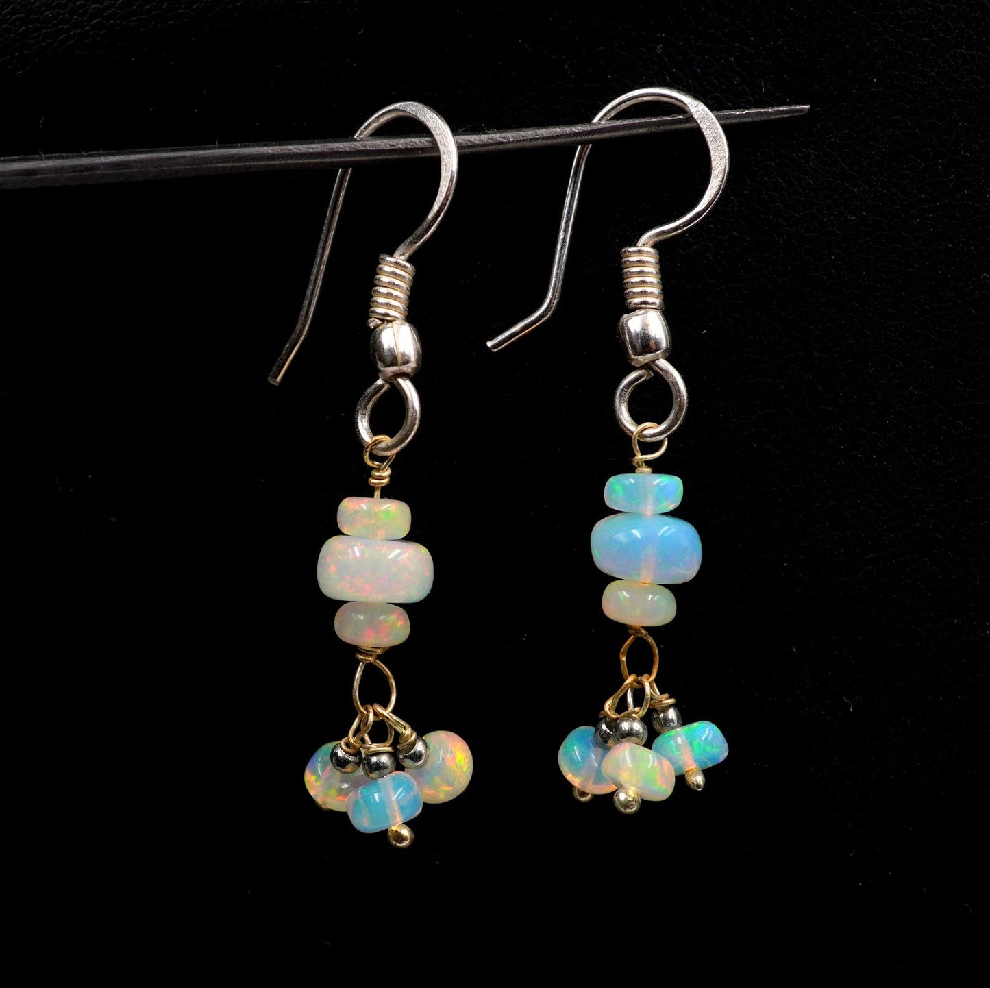 Natural Ethiopian Opal Beads Earrings 925 Silver Sterling Earrings Gift For Her