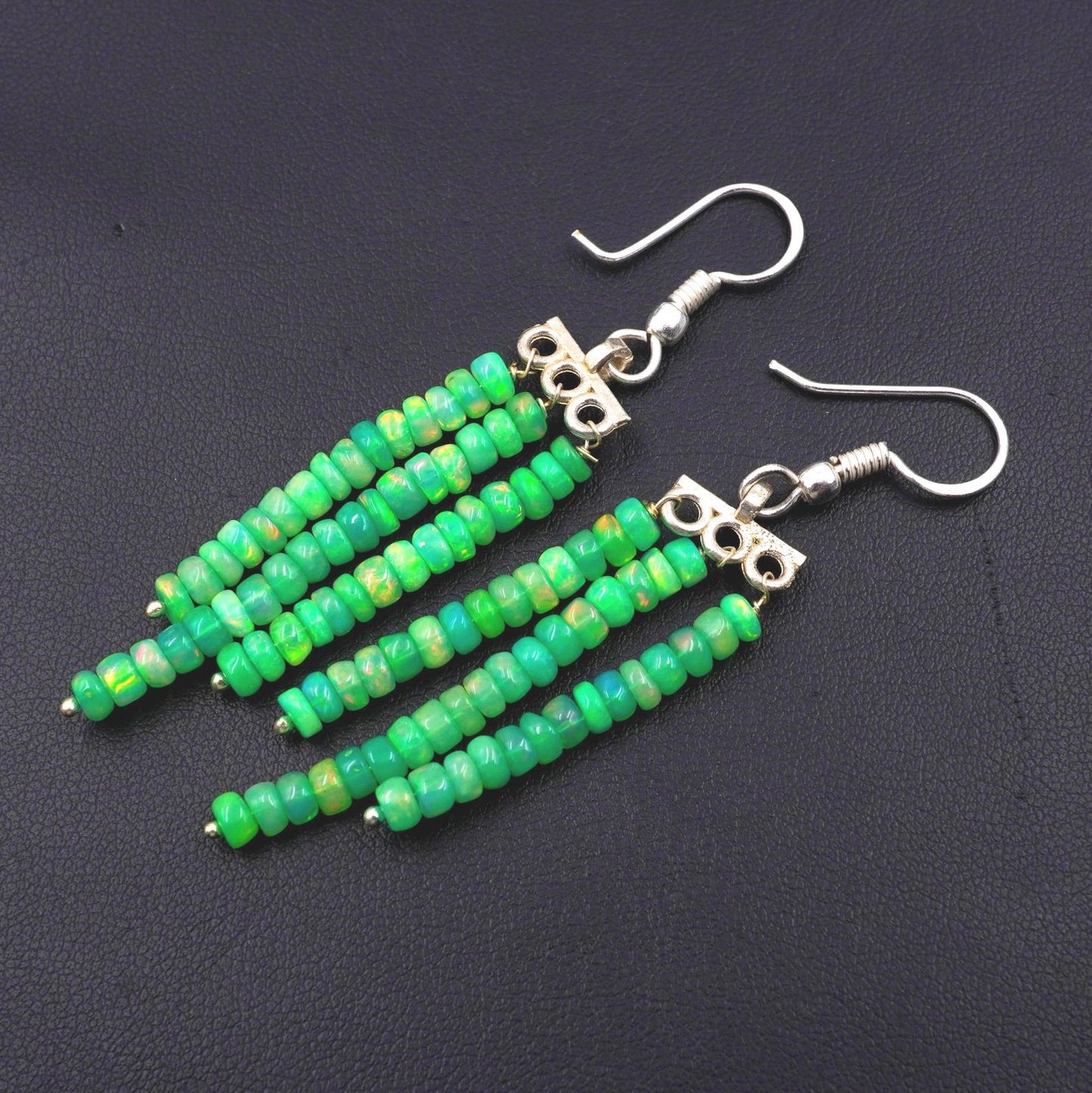 Natural Ethiopian Opal Beads Earrings, Sterling Silver & Gold Finish