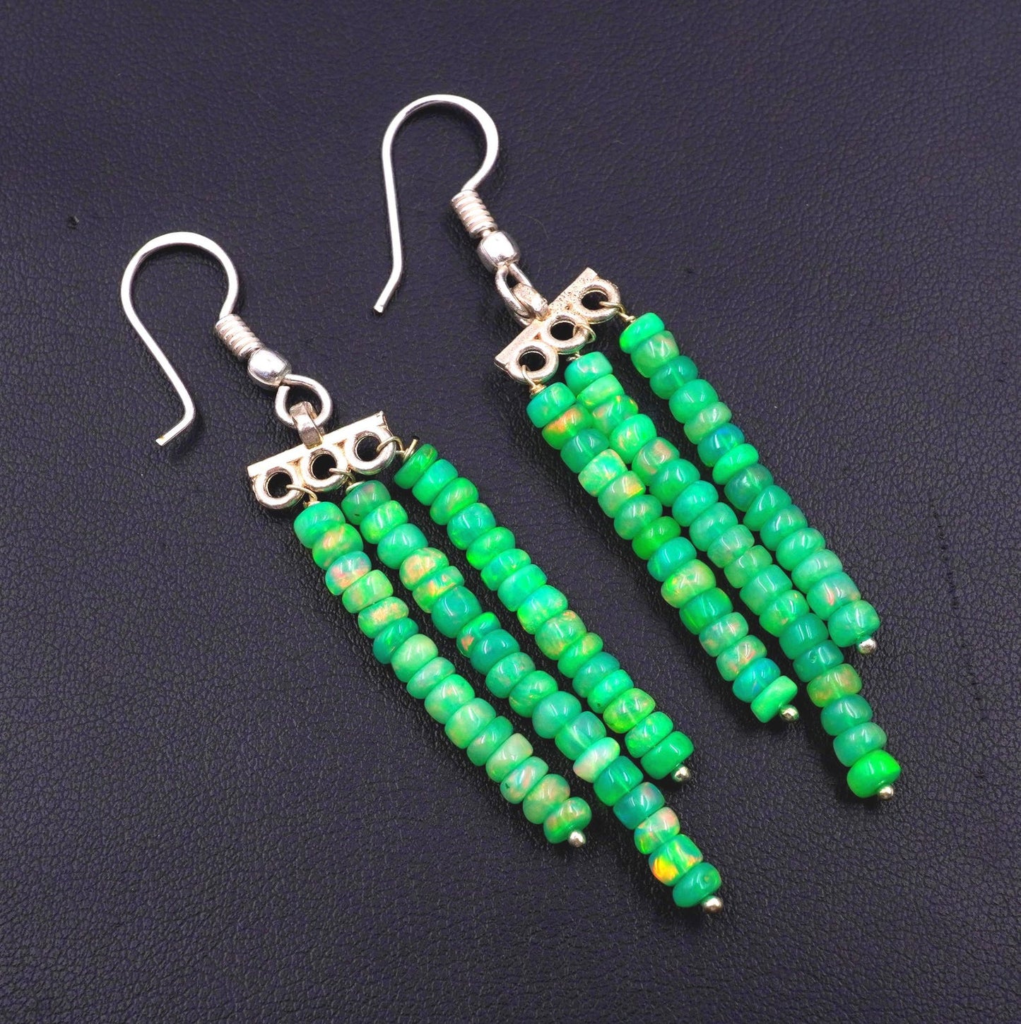 Natural Ethiopian Opal Beads Earrings, Sterling Silver & Gold Finish