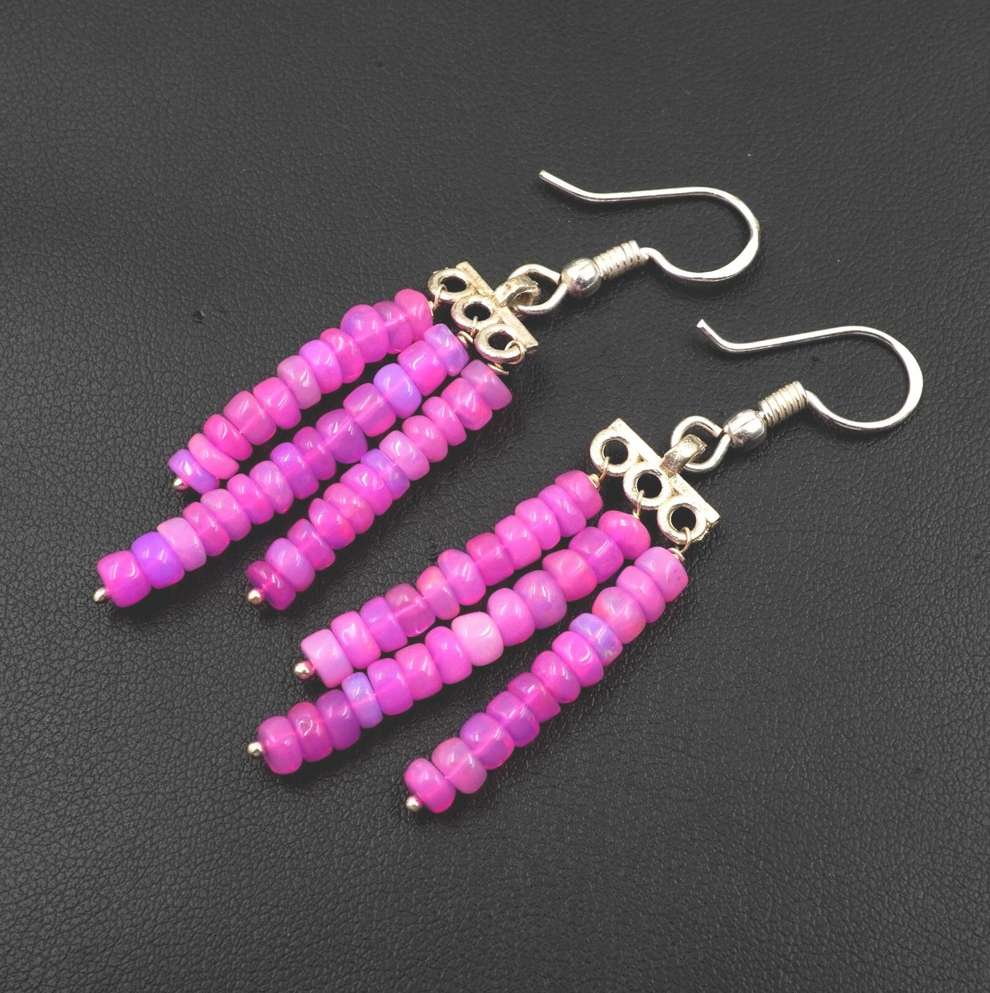 Natural Ethiopian Opal Beads Earrings, Sterling Silver & Gold Finish