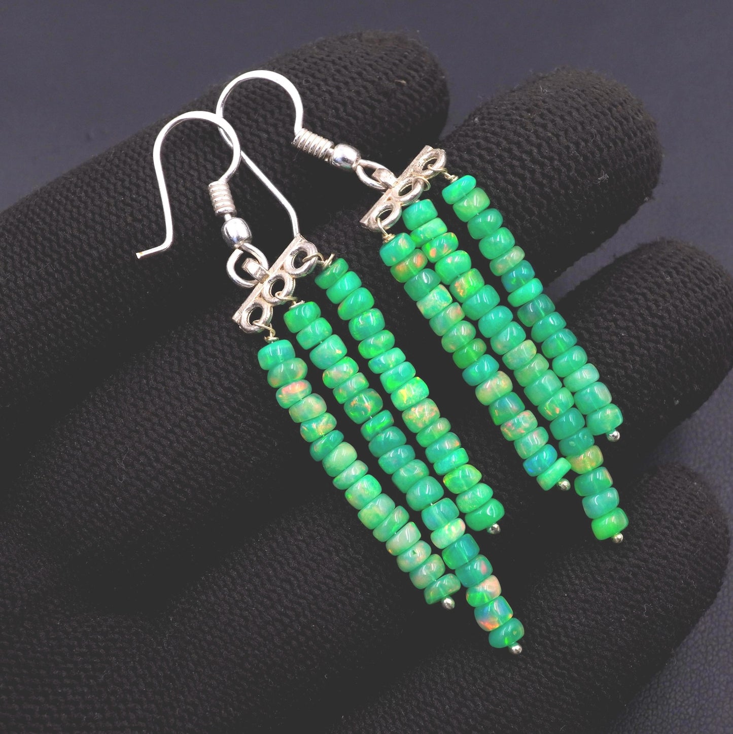 Natural Ethiopian Opal Beads Earrings, Sterling Silver & Gold Finish