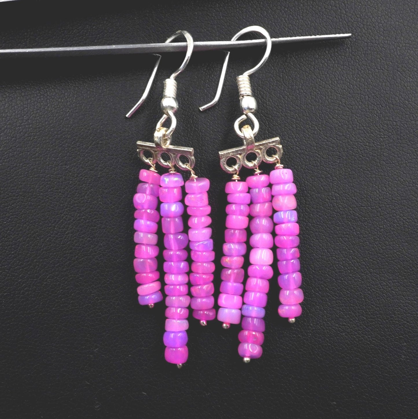 Natural Ethiopian Opal Beads Earrings, Sterling Silver & Gold Finish