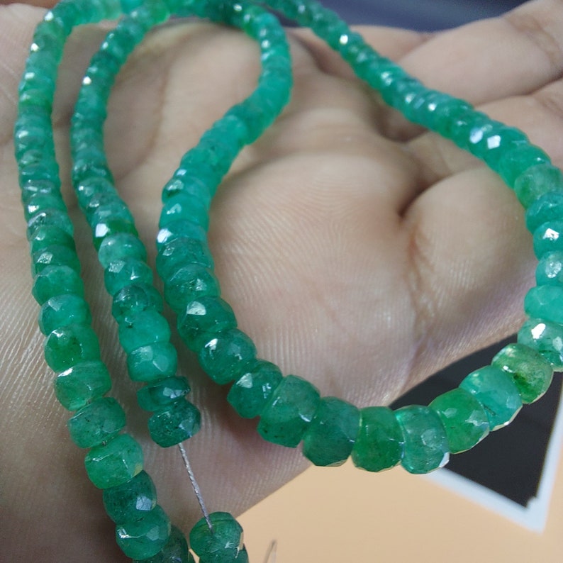 Faceted Zambian Emerald Beads: 5-5.5mm AAA+ Natural Green Gemstone