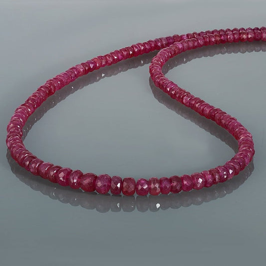 Faceted Ruby Beads: 4mm Rondelle Gemstone String (2-50" Length)
