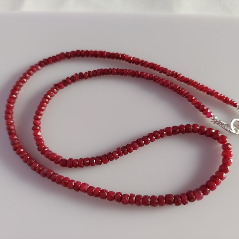 Elegant Faceted Ruby Beads Necklace with Natural Charm