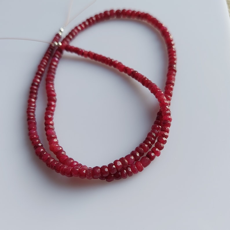 Faceted Ruby Beads: 4mm Rondelle Gemstone String (2-50" Length)