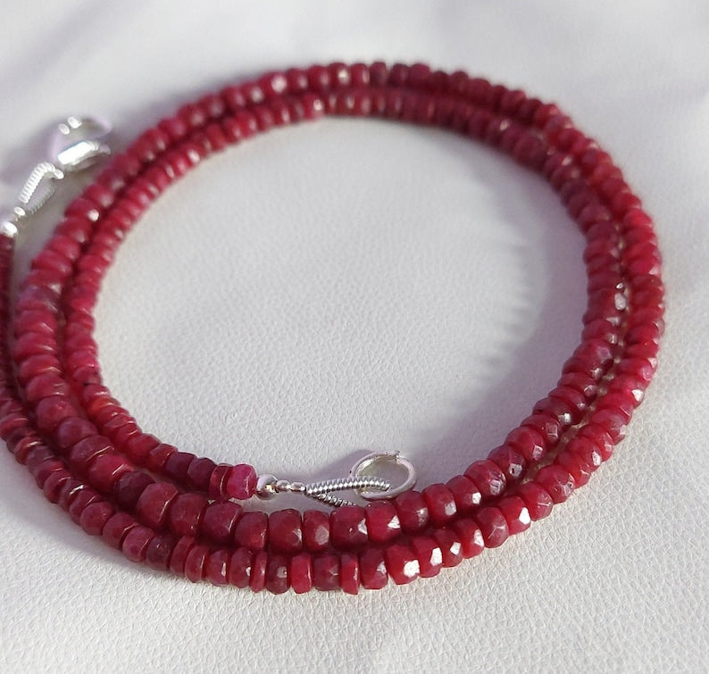 Elegant Faceted Ruby Beads Necklace with Natural Charm