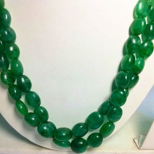 Zambian Green Emerald Cabochon Strand: Loose Gemstones for Jewelry