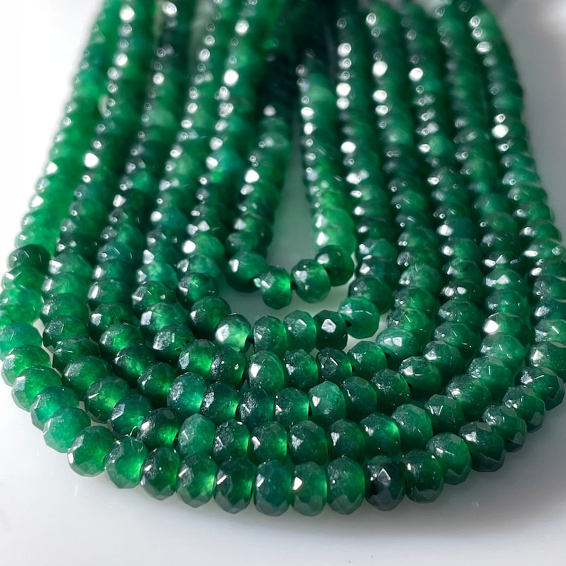 Faceted Green Emerald Beads: 4mm Round Gemstone String