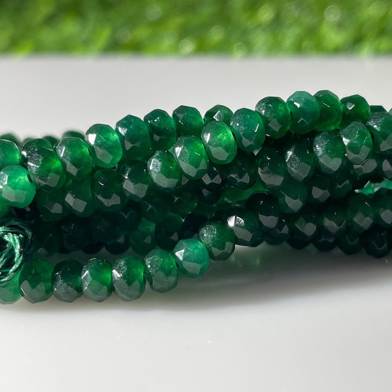 Faceted Zambian Emerald Beads: 4mm Green Gemstone Strand