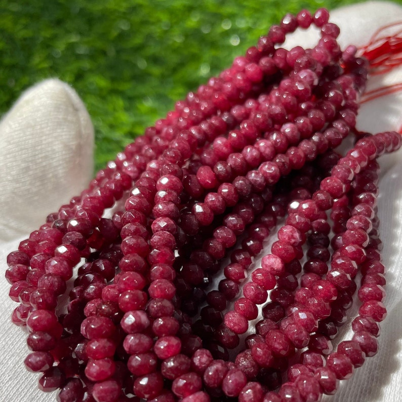 Ruby beads string for jewelry rondelle shape loose blood red loose gemstone