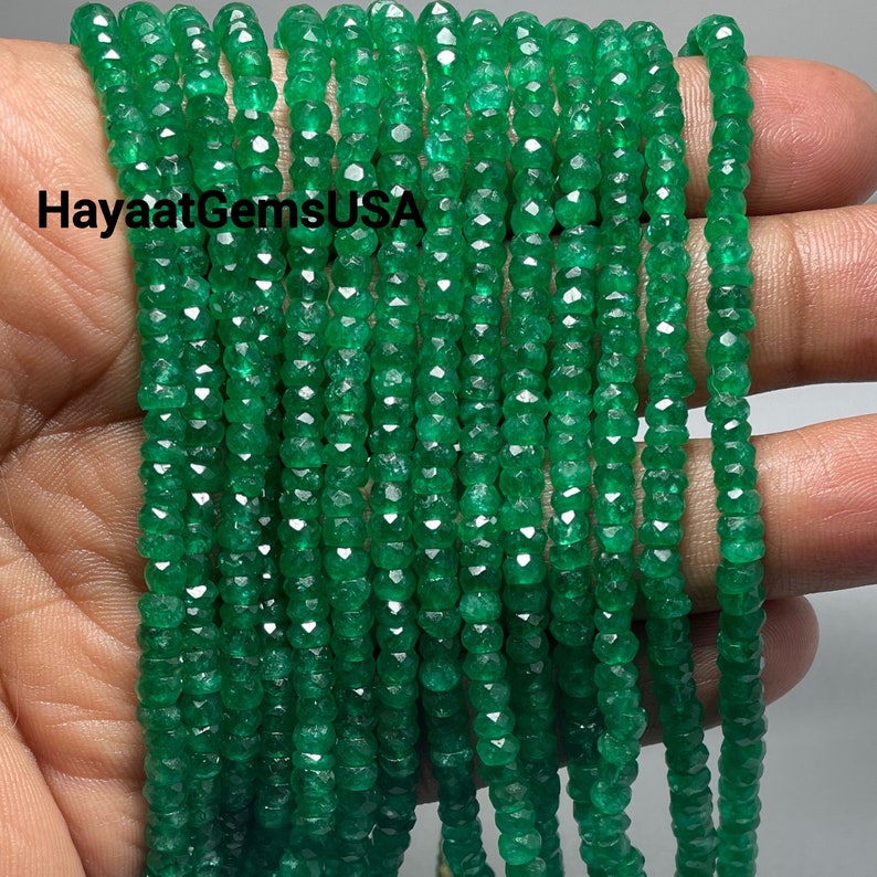 Natural Emerald Faceted Beads: Zambian Gemstone, 4-5mm Loose Beads