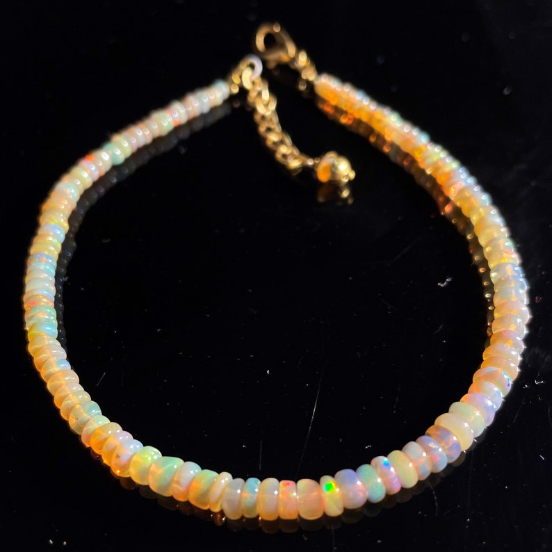 Ethiopian Golden Fire Opal Beads Bracelet: Multi Fire Gemstone
