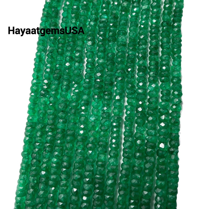 Faceted Zambian Emerald Beads: AAA+ Quality, 4-5mm Loose Gemstone String
