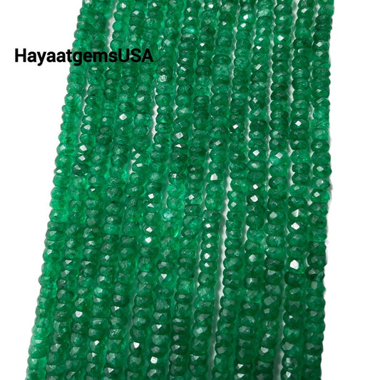 Faceted Zambian Emerald Beads: AAA+ Quality, 4-5mm Loose Gemstone String