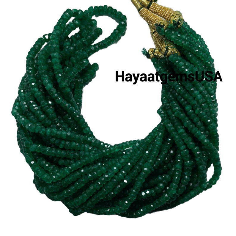 4-5mm Zambian Emerald Beads: Cut Faceted Green Gemstone String