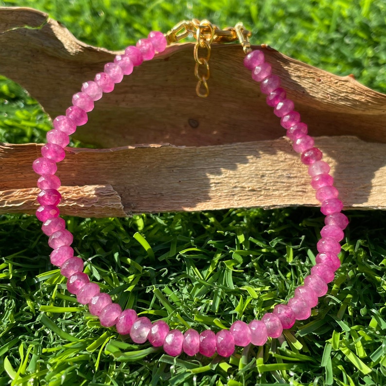 Faceted Ruby Beaded Bracelet: AAA+ Quality, Adjustable Length