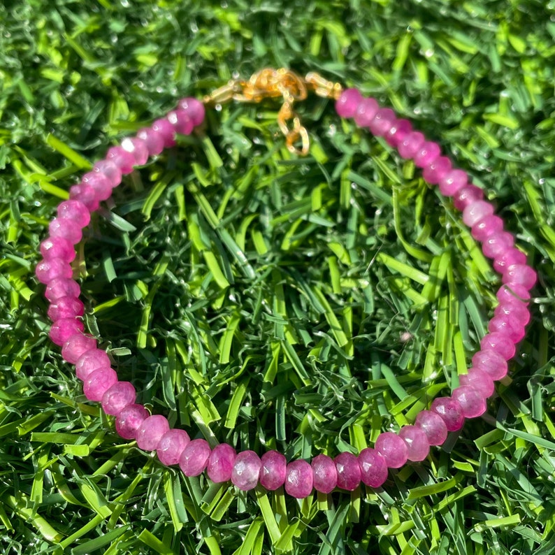 Faceted Ruby Beaded Bracelet: AAA+ Quality, Adjustable Length