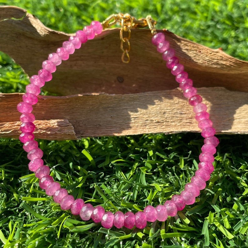 Faceted Ruby Beaded Bracelet: AAA+ Quality, Adjustable Length