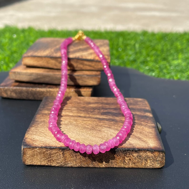 Faceted Ruby Beaded Necklace: AAA Quality Gemstone