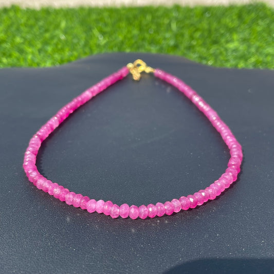 Faceted Ruby Beaded Necklace: AAA Quality Gemstone