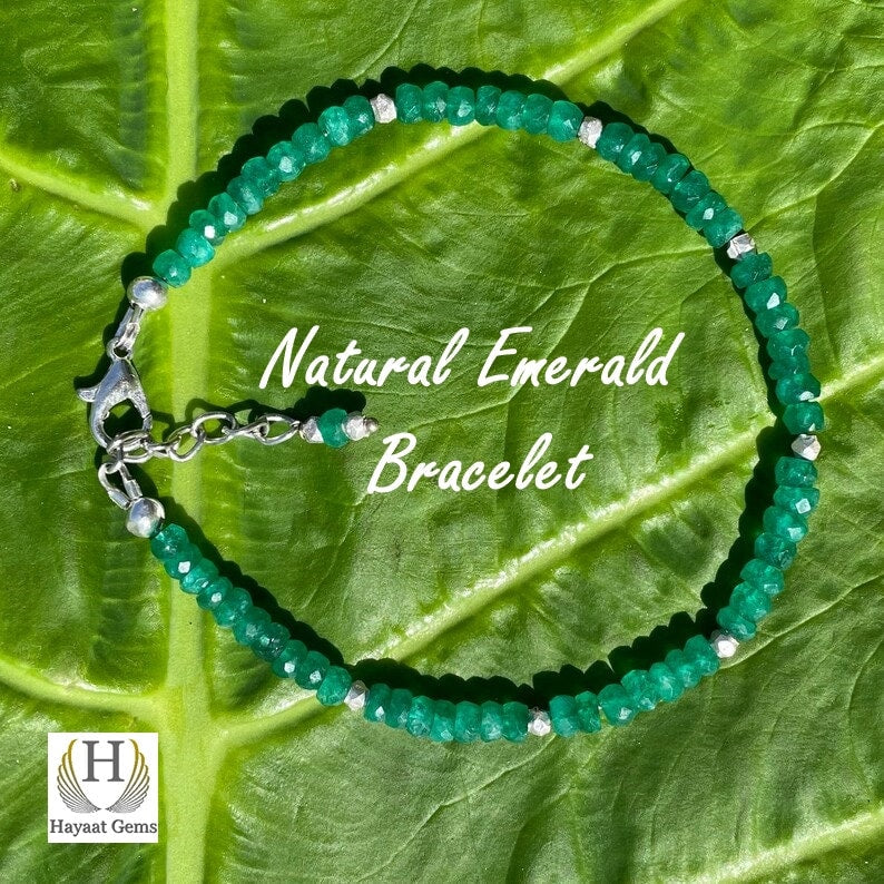Gift of Nature's Beauty: Genuine Zambian Emerald Bracelet