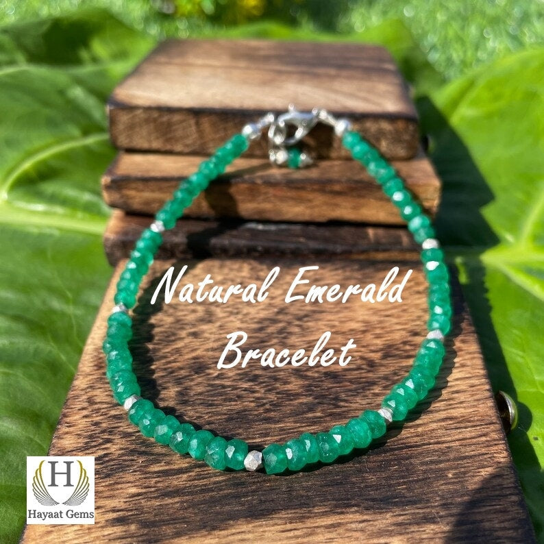Gift of Nature's Beauty: Genuine Zambian Emerald Bracelet