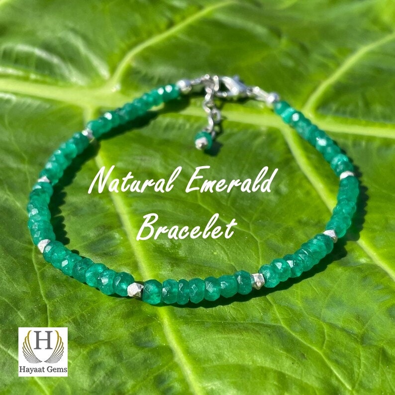 Gift of Nature's Beauty: Genuine Zambian Emerald Bracelet