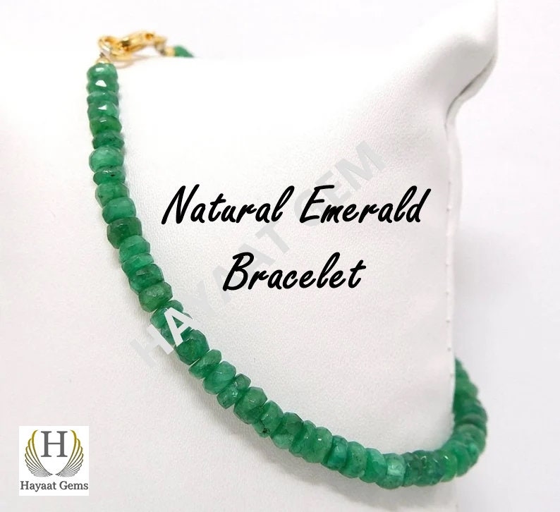 Zambian Emerald Bead Bracelet: Natural Gemstone, Handmade Jewelry