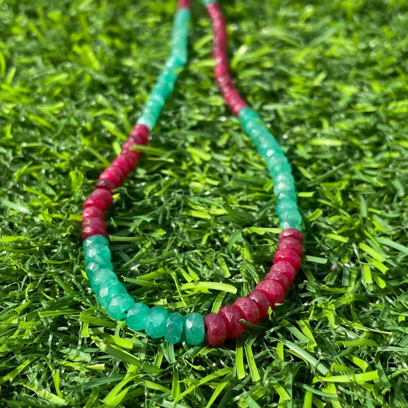 Emerald & Ruby Beaded Necklace: Faceted Gemstone Jewelry